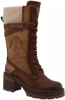 MUSTANG Boots with Warm Lining Collar and Decorative Buckle cognac