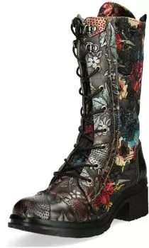 Laura Vita KALINEO 27 Boots with Floral Patterns and Embossing Profiled Sole schwarz