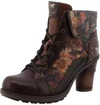 MUSTANG Lace-up Boots with Foldable Collar braun multi