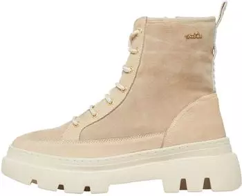 s.Oliver Leder-Stiefel mit Chunky Sohle und Schnürung beige