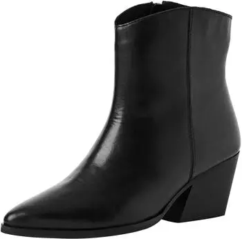 Marco Tozzi Damen Stiefel aus Leder mit Reißverschluss schwarz