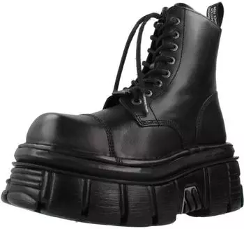 New Rock COMBAT BOOTS Plateaustiefel aus Leder schwarz