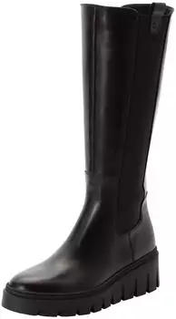 Tamaris Stiefel Keilabsatz, Langschaftstiefel, breiter Stretcheinsatz au&szlig;en schwarz