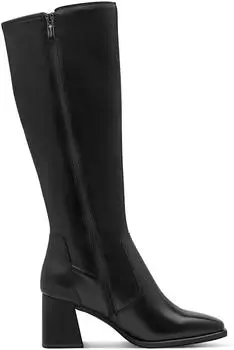 Tamaris Stiefel Blockabsatz, Langschaftstiefel in klassischer Karree-Form schwarz