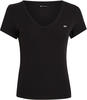 Tommy Jeans T-Shirt »Slim Essential Rib V-Neck Rippshirt«, mit Logostickerei