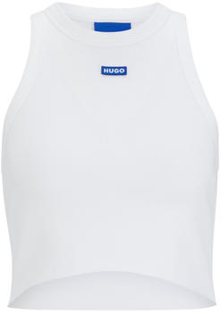 Hugo Crop-Tanktop aus Stretch-Baumwolle mit blauem Logo-Label (50511450) weiß