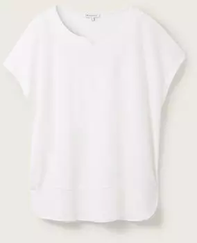 Tom Tailor T-Shirt aus Materialmix (1040547) whisper white