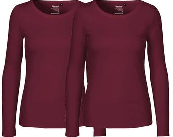 Neutral Bio-Langarmshirt Rundhalsausschnitt bordeaux