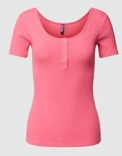 Pieces T-Shirt 'KITTE' Knopfleiste