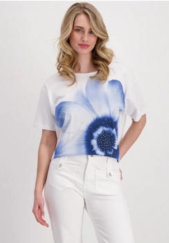 Monari Rundhalsshirt Blumen Print blau weiß gemustert