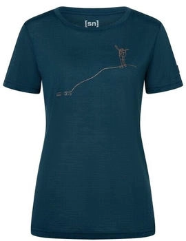 Super Natural Gipfelgl&uuml;ck Tee Merinoshirt blau kupfer