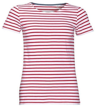 Sol's Miles gestreiftes Kurzarm-T-Shirt rot weiß