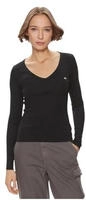 Tommy Jeans Langarmshirt "TJW SLIM ESSENTIAL RIB V LS" mit Logostickerei