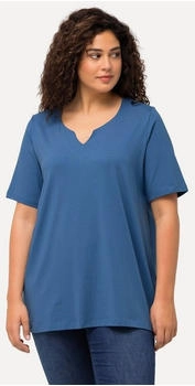 Ulla Popken T-Shirt A-Linie Tunika-Ausschnitt halbarm denimblau