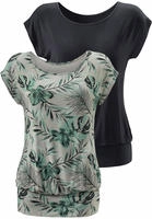 LASCANA Longshirt "mit breitem Bund" 2er-Pack, aus weichem Viskose-Stretch