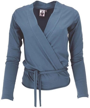 Guru-Shop Longsleeve Wickelshirt Yogashirt Langarmshirt orion blau