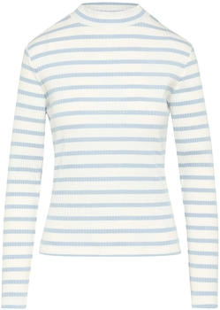 S.Oliver Langarmshirt mit Rippstruktur und Stehkragen (2157894) blau/wei&szlig;
