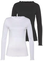 Flashlights Langarmshirt 2er- Pack, sehr figurbetonte Passform, gekr&auml;uselter