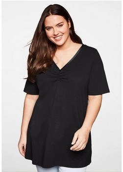 Sheego Longshirt Raffung schwarz