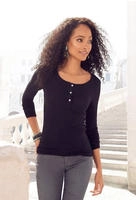 Vivance Langarmshirt "mit kurzer Knopfleiste" aus weicher Ripp-Qualit&auml;t mit Viskose