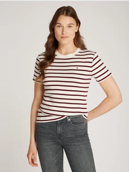 Tommy Hilfiger Slim Cody C-NK SS T-Shirt Logostickerei calico deep rouge