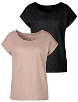 Vivance Kurzarmshirt "mit silbrigen Glitzerp&uuml;nktchen" 2er-Pack, aus weicher