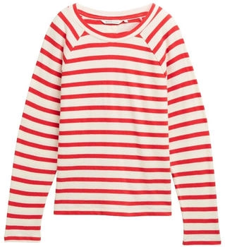 Tom Tailor Denim Boxy Fit Langarmshirt mit Knopf-Details white red stripe (1045422)