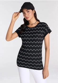 KangaROOS Kurzarmshirt Zick-Zack-Muster black white