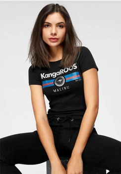 KangaROOS T-Shirt Kurzarm unifarben bedruckt schwarz