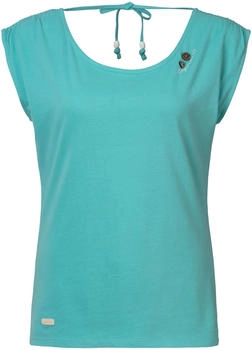 Ragwear Kurzarmshirt 'GREETA' blau aqua großem Rückenausschnitt und Band