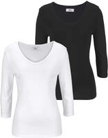 Flashlights V-Shirt 2er-Pack, unifarben, V-Ausschnitt, Basic-Stil, aus...