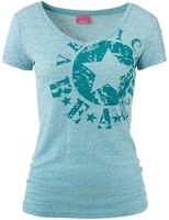 Venice Beach Strandshirt mit Logo-Druck aus melierter Ware, Vintage-Look,