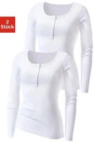 H.I.S Langarmshirt "mit kurzer Knopfleiste" 2er-Pack, aus luftiger Rippqualit&auml;t