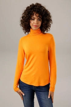 Aniston Rollkragenshirt schwarz bunt bedruckt orange