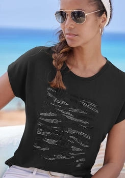 Lascana Rundhalsshirt schwarz silber