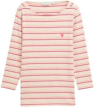 Tom Tailor Langarmshirt mit Streifenmuster (1045535) hellbeige rose bordeaux weiss