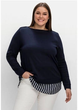 Sheego Langarmshirt Ansatz aus Blusenstoff nachtblau