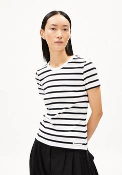 armedangels Kardaa Stripes Frauen Slim Fit T-Shirt schwarz weiß