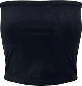 Urban Classics Damen TB4522 Kurzer Samt-Röhrchen-Oberteil schwarz