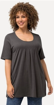 Ulla Popken T-Shirt Zierfalten A-Linie graphitgrau