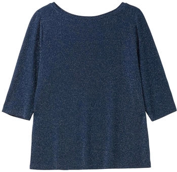 Sheego 4-Arm-Shirt Glitzergarn und U-Boot-Ausschnitt saphir