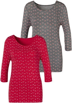 Lascana T-Shirt dunkelgrau kirschrot
