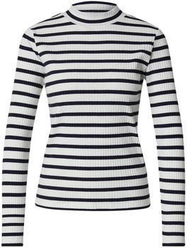 S.Oliver Langarmshirt Rippstruktur Stehkragen blau wei&szlig; 2157894 59G2
