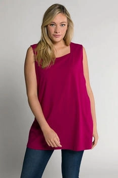 Ulla Popken Longshirt Classic Fit ärmellos magnolienrot