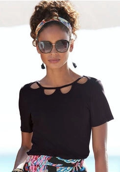 Buffalo Kurzarmshirt Cut-outs vorne schwarz