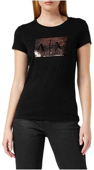 Armani Exchange Basic T-Shirt Logo auf Brust schwarz