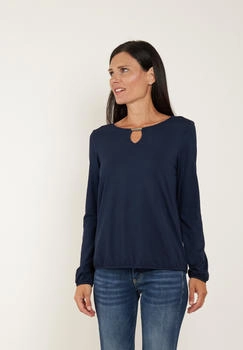 Seidel Langarmshirt Tropfenausschnitt blau navy