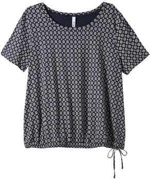 Sheego Shirt Tunnelzug am Saum und Alloverprint nachtblau gemustert