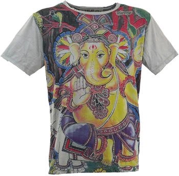 Guru-Shop Mirror T-Shirt Ganesh grau Goa Style
