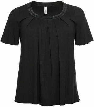 Sheego Shirt A-Linie dekorativer Blende schwarz